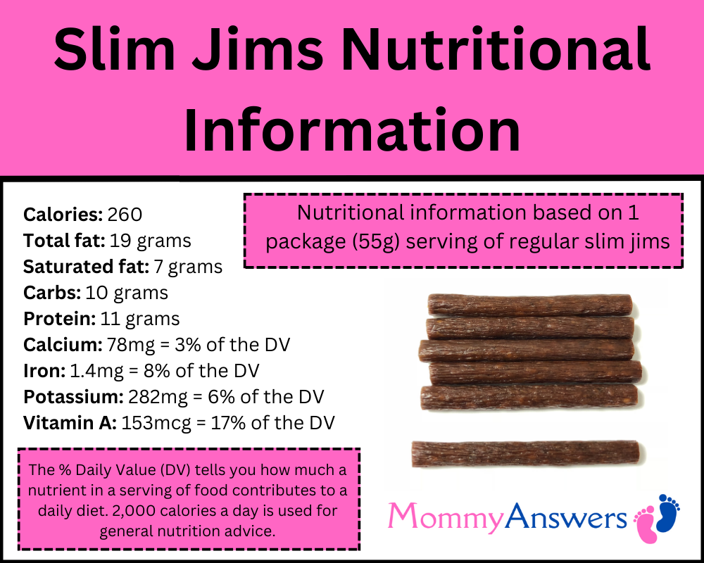 slim jims nutritional information